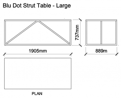 AutoCAD download Blu Dot Strut Table - Large DWG Drawing