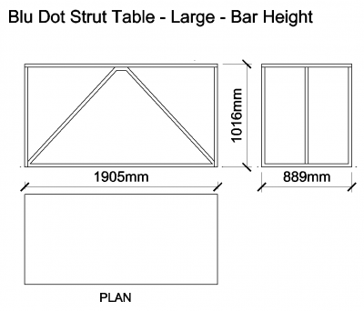 AutoCAD download Blu Dot Strut Table - Large - Bar Height DWG Drawing