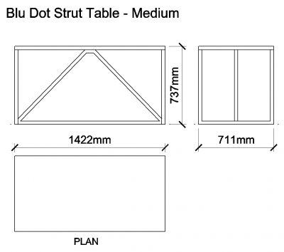 AutoCAD download Blu Dot Strut Table - Medium DWG Drawing