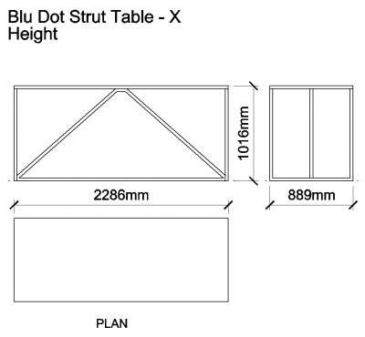 AutoCAD download Blu Dot Strut Table - X Height DWG Drawing