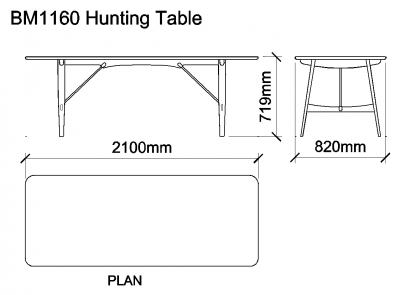 AutoCAD download BM1160 Hunting Table DWG Drawing