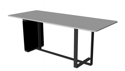 Table en bois blanc avec sketchup cadre sombre