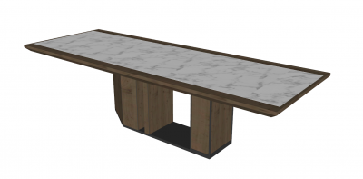 Table en bois avec dessus de table en marbre blanc sketchup