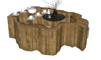 Wooden tree table sketchup