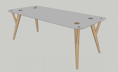 Wooden kitchen table with Y-shape leg sketchup