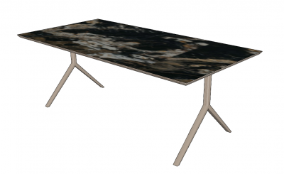 Dark marble table with Y-shape leg sketchup