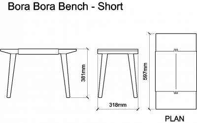 Bora Bora Bench - Short DWG Drawing