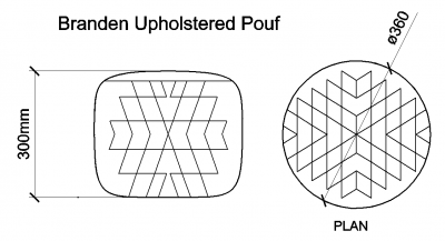 AutoCAD download Branden Upholstered Pouf DWG Drawing