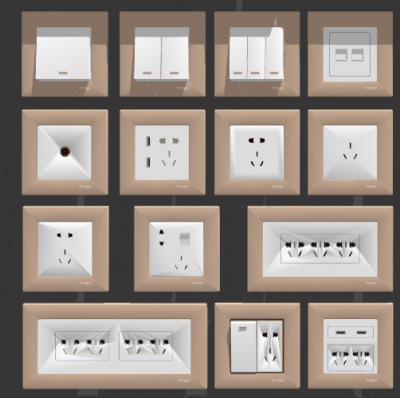 Brown socket with white center collection sketchup model