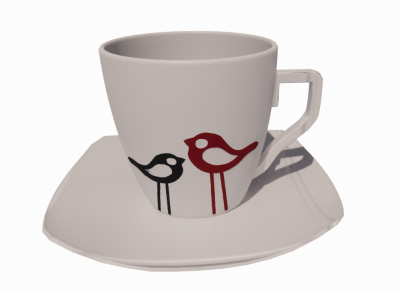 A cup of tea with bird pattern revit family
