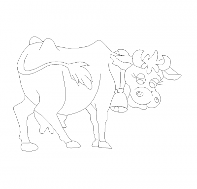Cartoon cow dwg block 