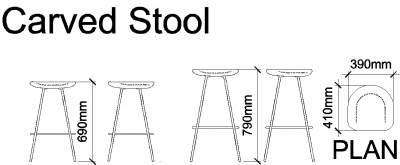 Carved Stools DWG Drawing