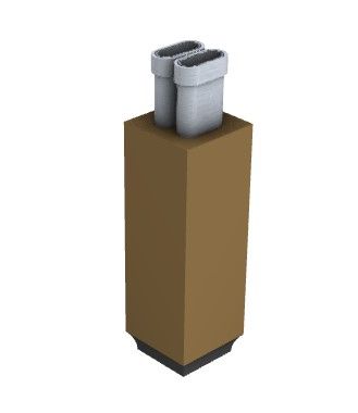 Chimney modern designed with two openings 3d model .3dm format
