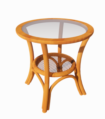 Rattan circle coffee table with undershelf revit family
