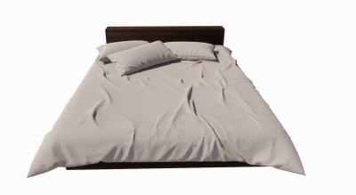Bed with white cushion and pillow sketchup model