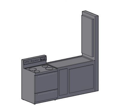 small simple designed compact kitchen platform 3d model .dwg fromat