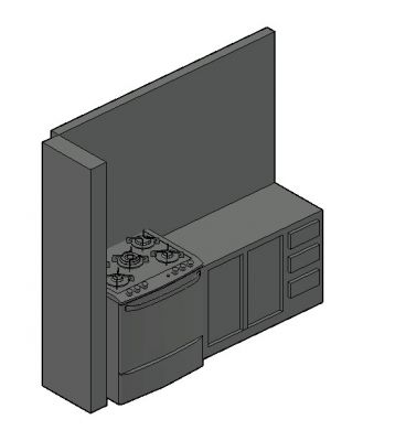 Modern large scale designed compact kitchen platform 3d model .dwg format