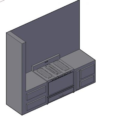 Simple looking designed compact kitchen platform 3d model .dwg format