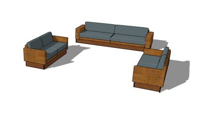 Large designed simple courtyard sofa sitting 3d model .skp format