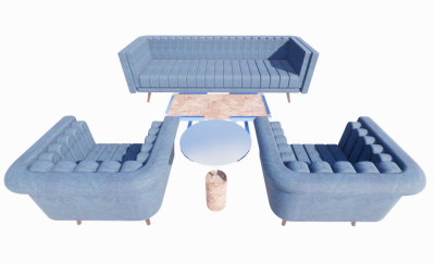 Sofa and table set in living room revit family