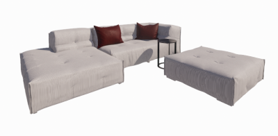 Gray sofa and table set in living room revit family