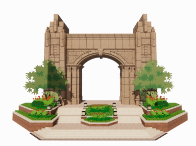 Welcome gate with  plant pot sketchup model