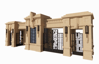 Brown stone welcome gate sketchup model