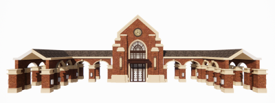 Station gate with red title sketchup model