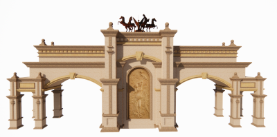Welcome gate with horse statue on top sketchup model