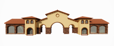 Welcome gate with small building on side  sketchup model