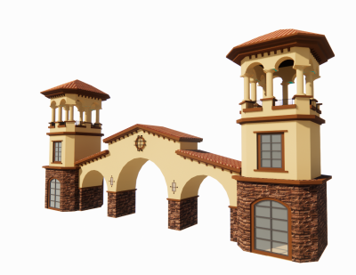 Welcome gate with 2 observation hut sketchup model