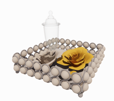 Decoration tray with glass jar and flower revit family