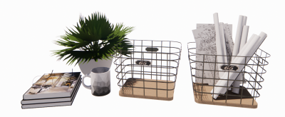 Decoration books with steel baskets and glass revit family