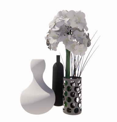 White flower with steel vase revit family