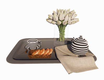 Food and drink tray with flower vase revit family