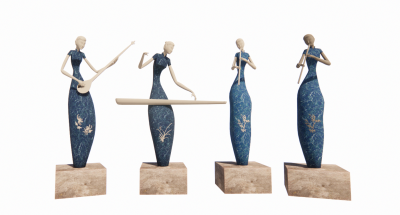 Woman statue play musical instrument revit family