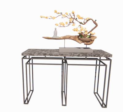 Decorative table with plant revit family