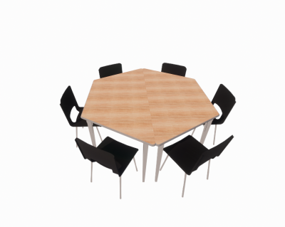 Hexagon dining table with 6 seats revit family