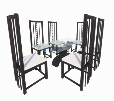 dining table with 6 seats revit family