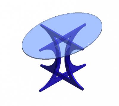 Dining Table Oval Glass Top revit family