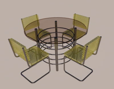 Circle dining table with 4 seats revit family