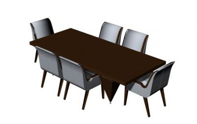 6 seater boardroom table and chairs Rhino 3D model.3dm format