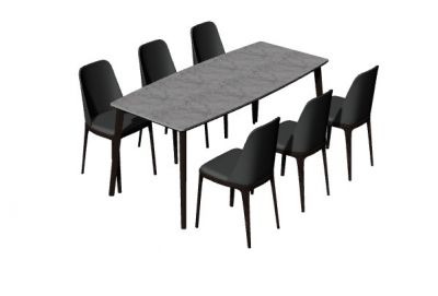 6 seater modern dining table and chairs rhino 3D model.3dm format