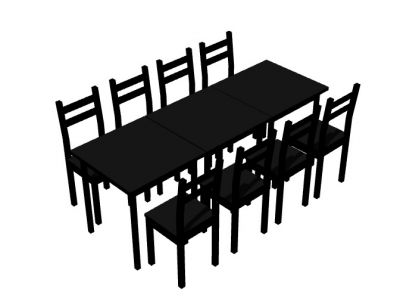 8 seater Dining tables and chairs 3d Rhino model .3dm format