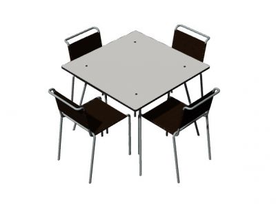 Square dining table and chairs Rhino 3d model .3dm format