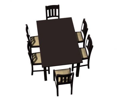 Dining table with six sitting for cafeteria 3d model .3dm format