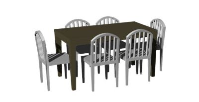 Dining table with six sitting for cafeteria 3d model .3dm format