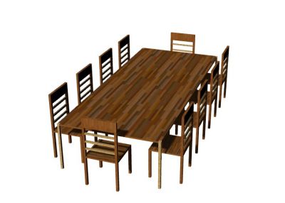 Large wooden dining table for cafeteria 3d model .3dm format