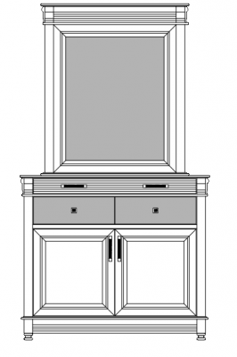 modern designed dresser 2d model .dwg format