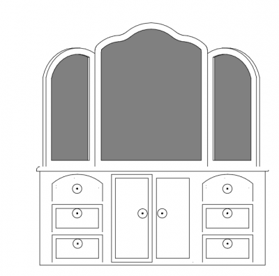 Simple designed dresser 2d model .dwg format